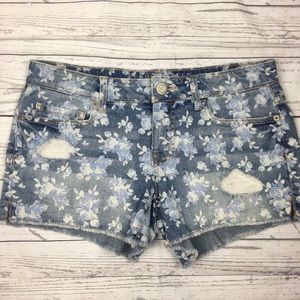 Aeropostale Floral Distressed Denim Shorts 2